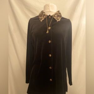 Vintage button up with leopard print details sz small